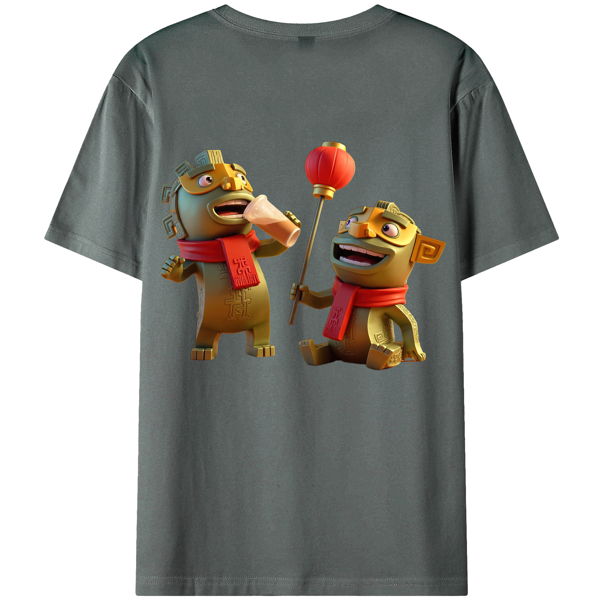 （画像用） Ne Zha 2 ナタ 魔童の大暴れ 綿100％ メンズ半袖Tシャツ（バックプリント） 通気性